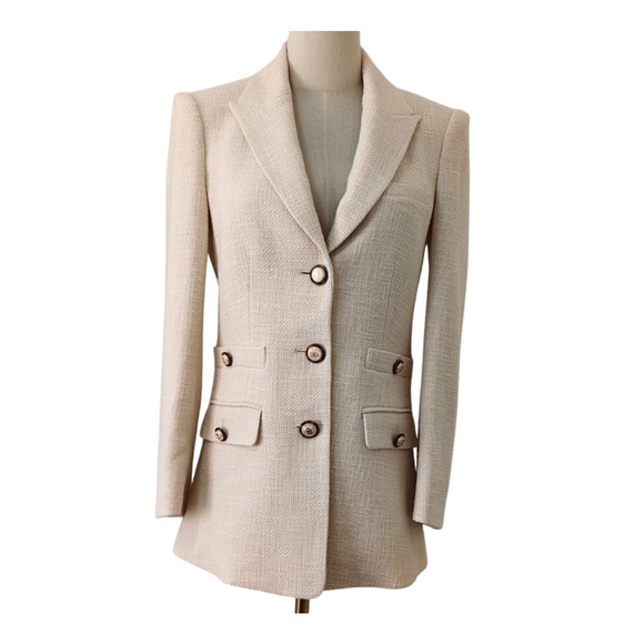 Veronica Beard Terre Cotton Dickey Jacket Off-White Single-Breasted Jacket 2 - Picture 8 of 16